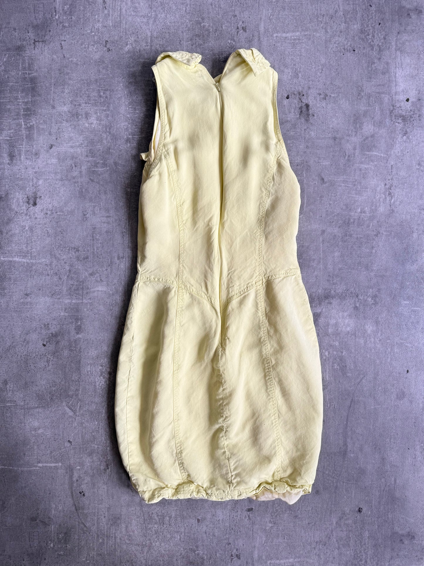 Versace Sunshine Yellow Pocket Sleeveless Midi Dress