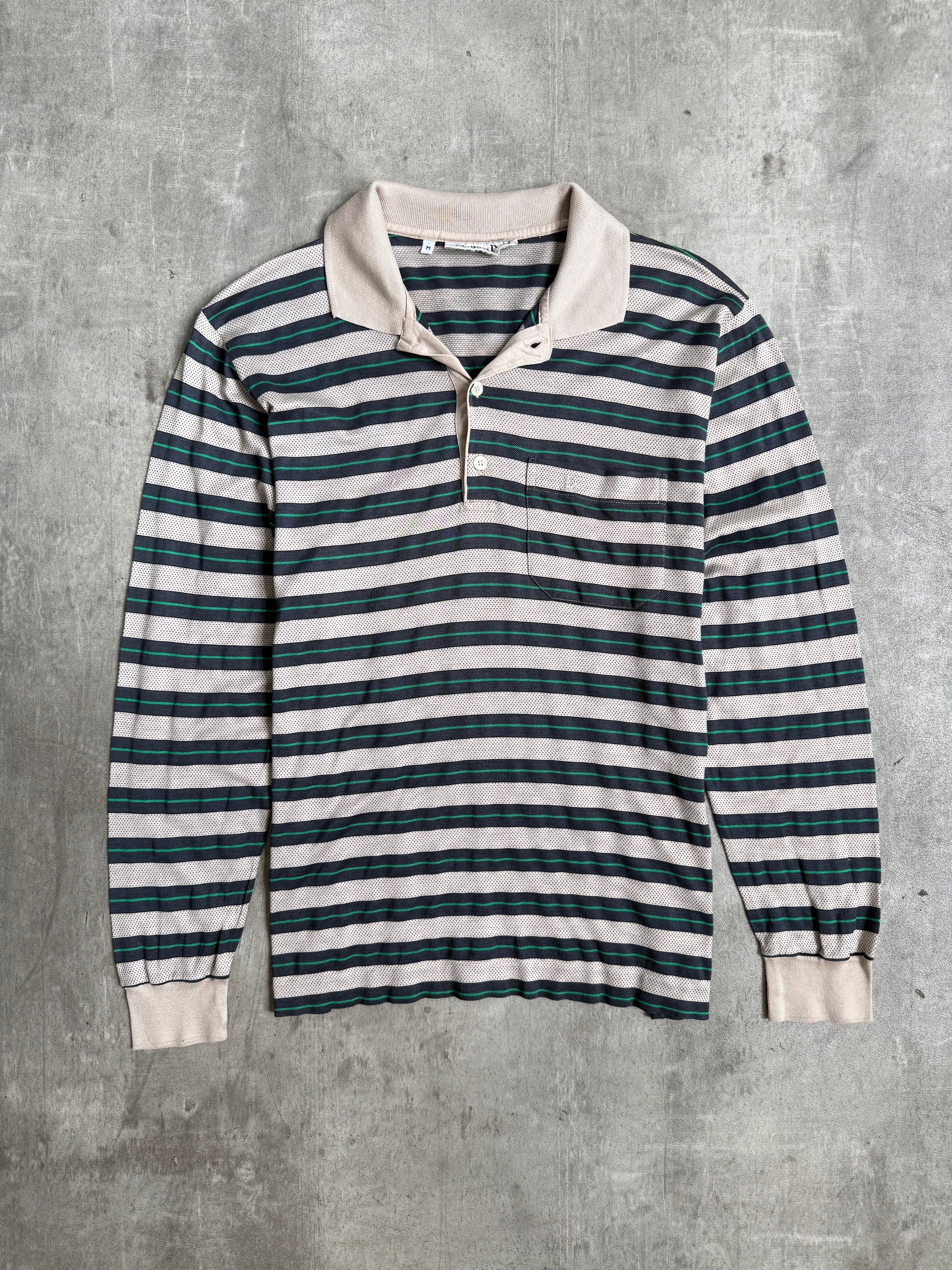 1990s Christian Dior Mercerised Cotton Stripe LS Polo Shirt – Vintage