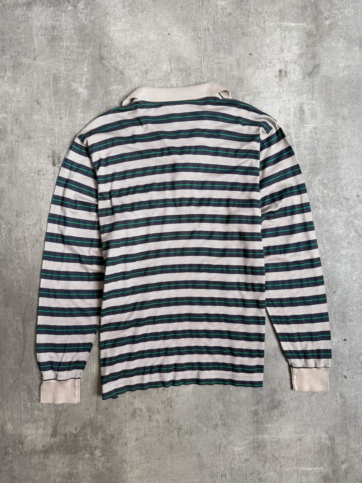 1990s Christian Dior Mercerised Cotton Stripe LS Polo Shirt