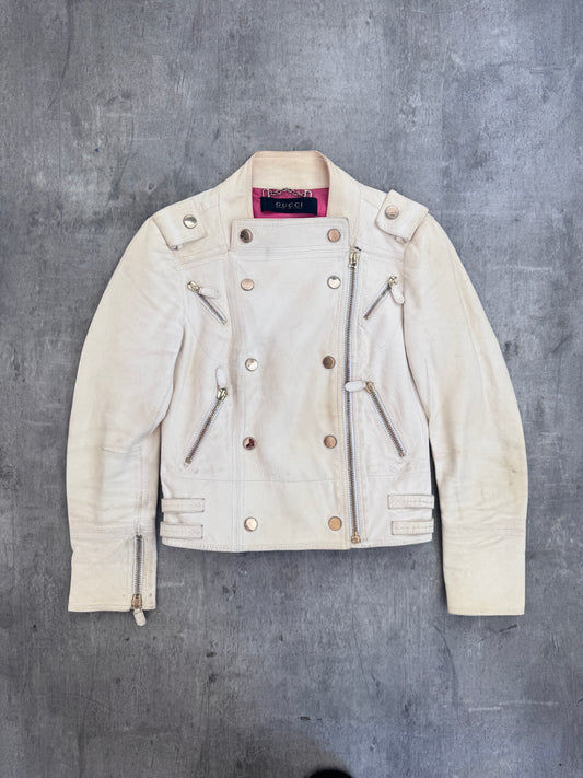 Gucci by Tom Ford Cream Soft Leather Commanders Jacket