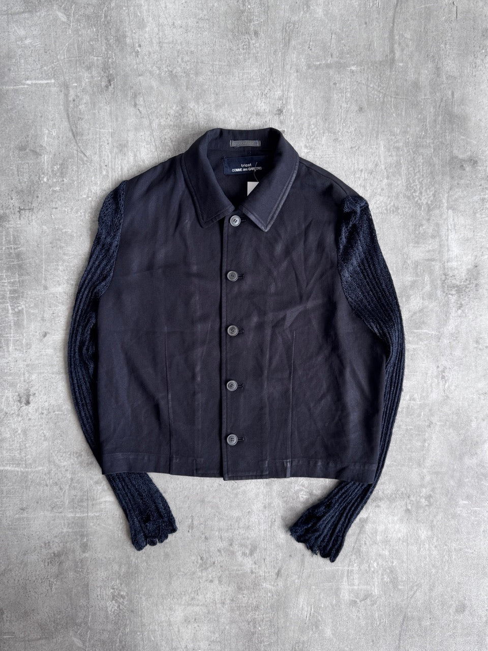 Comme des Garcons Cropped Crochet sleeve Button Up Top SC: 5782
