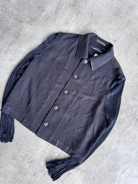 Comme des Garcons Cropped Crochet sleeve Button Up Top