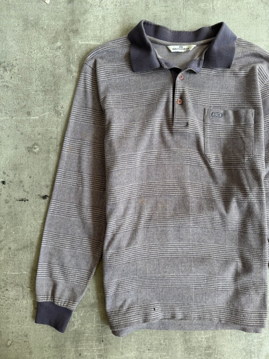 1990s Balenciaga Houndstooth Check LS Polo Shirt (Sold As Seen)