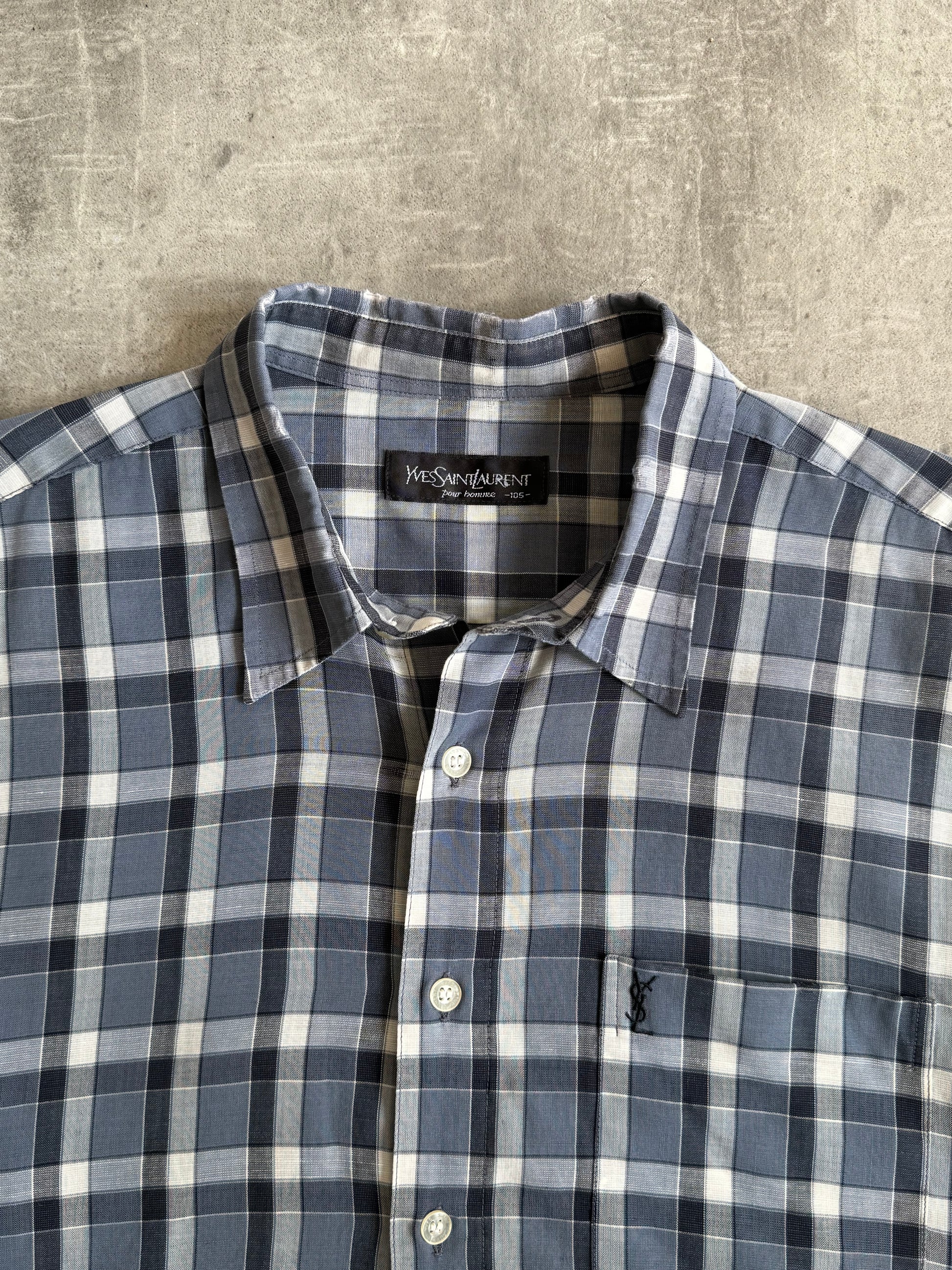 Yves Saint Laurent Tonal Blue Check SS Shirt – Vintage