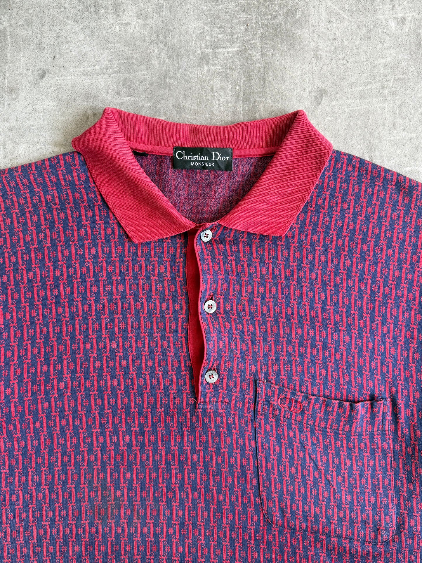1990s Christian Dior Red Jacquard SS Polo Shirt – Vintage