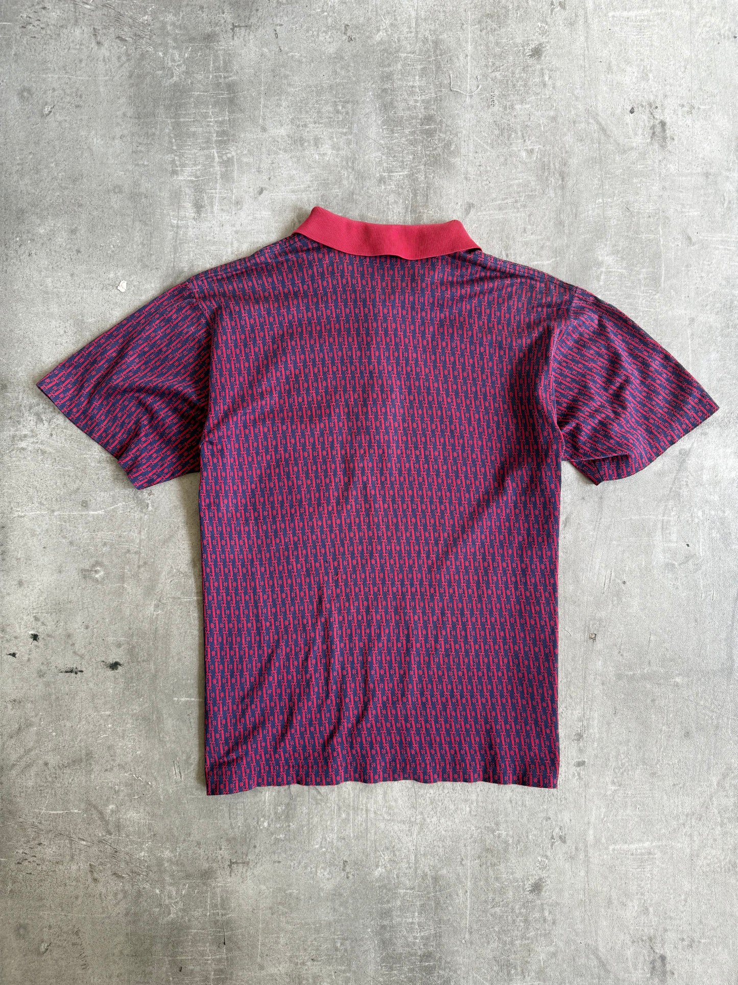 1990s Christian Dior Red Jacquard SS Polo Shirt