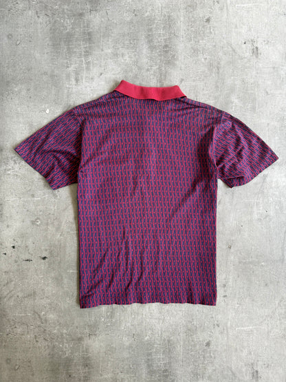1990s Christian Dior Red Jacquard SS Polo Shirt