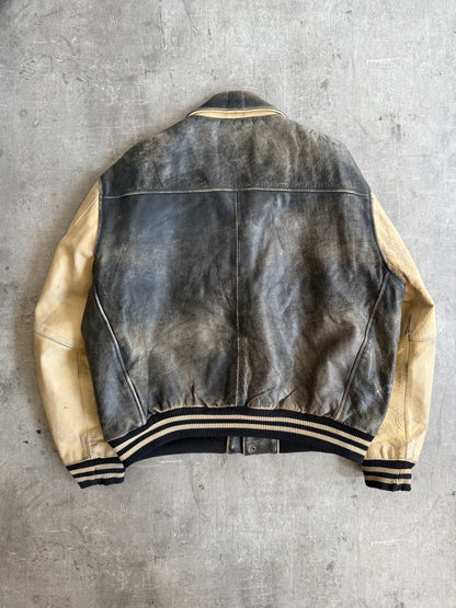 1980s Schott Two Tone Varsity Weathered Leather Jacket