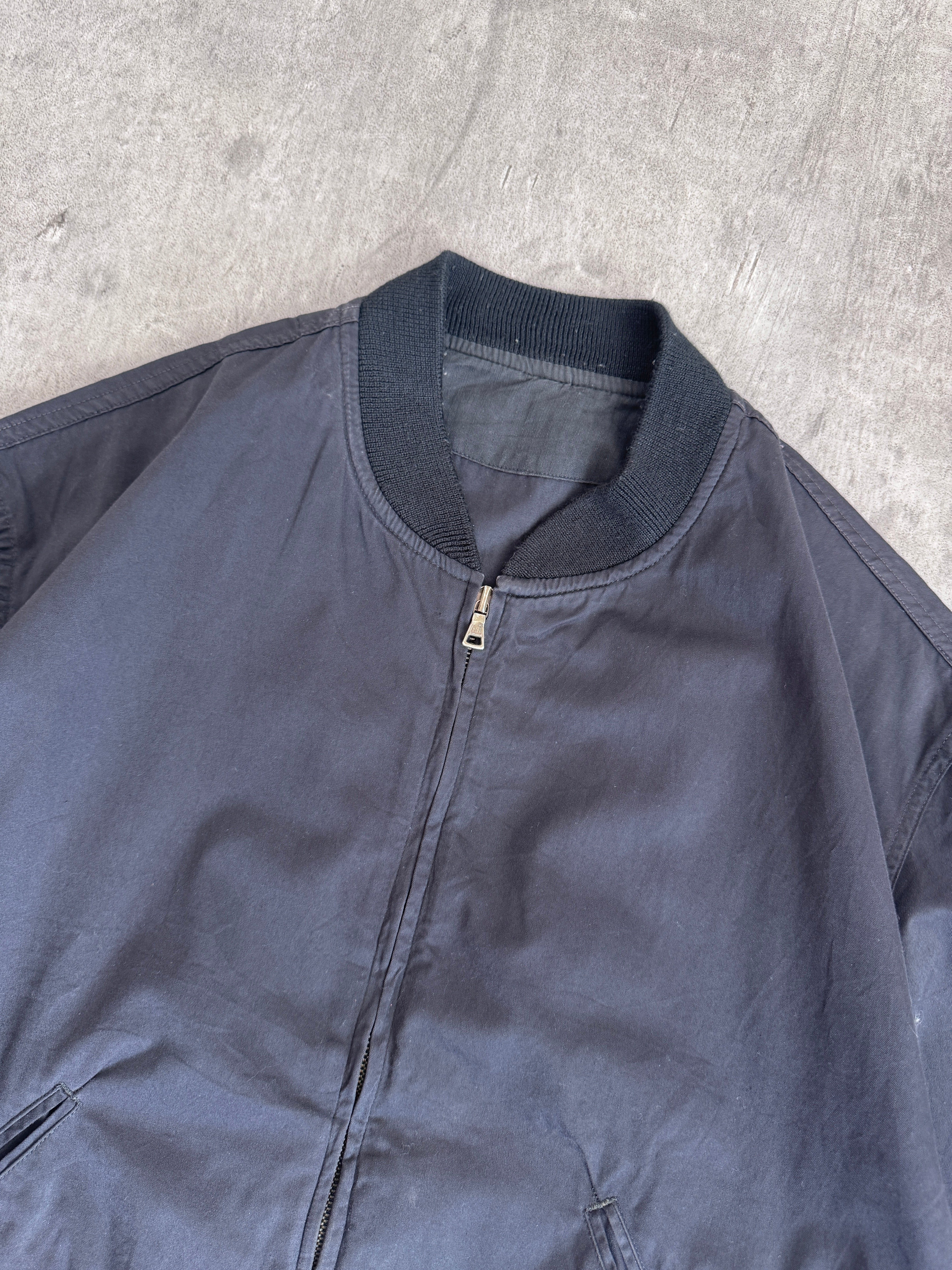 1980's Valentino Jeans Logo Applique Black Cotton Bomber 1980's Valentino Jeans Logo Applique Black Cotton Bomber