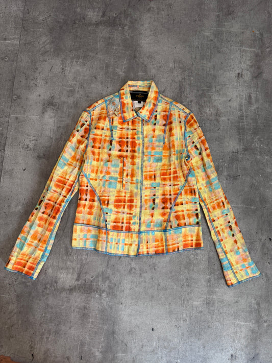 Fendi Embellished Abstract Print Dual Zip Lightweight Jacket