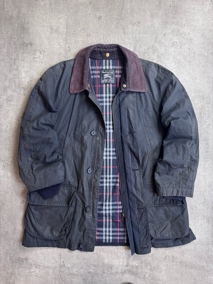 Burberry Nova Check Lined Wax Coated Overcoat