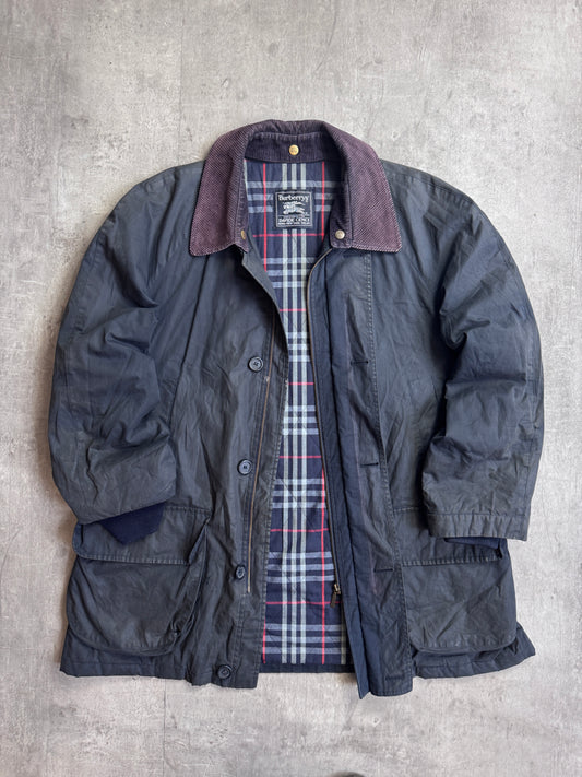Burberry Nova Check Lined Wax Coated Overcoat