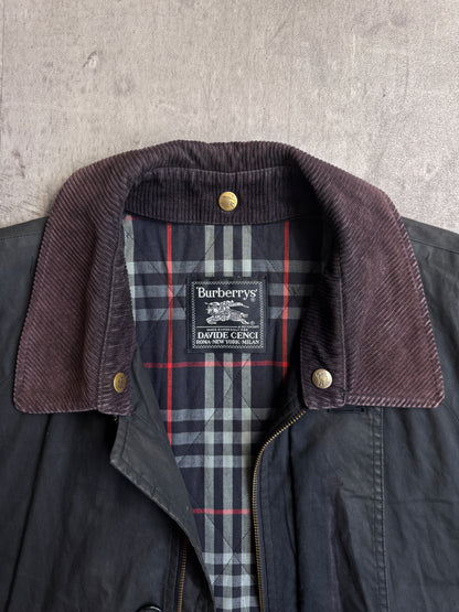Burberry Nova Check Lined Wax Coated Overcoat