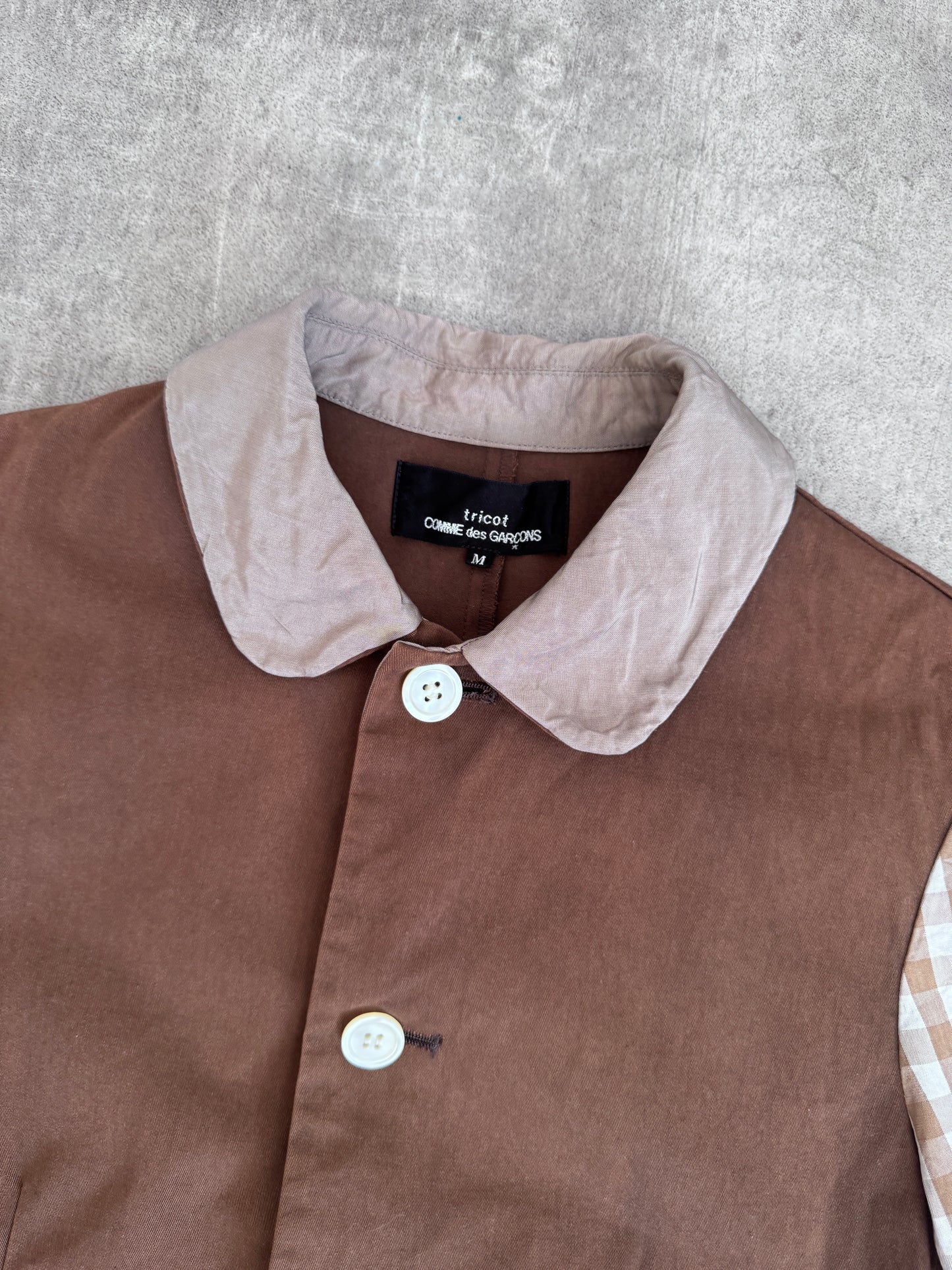 Comme Des Garcons Gingham Sleeve Button Down Lightweight Jacket
