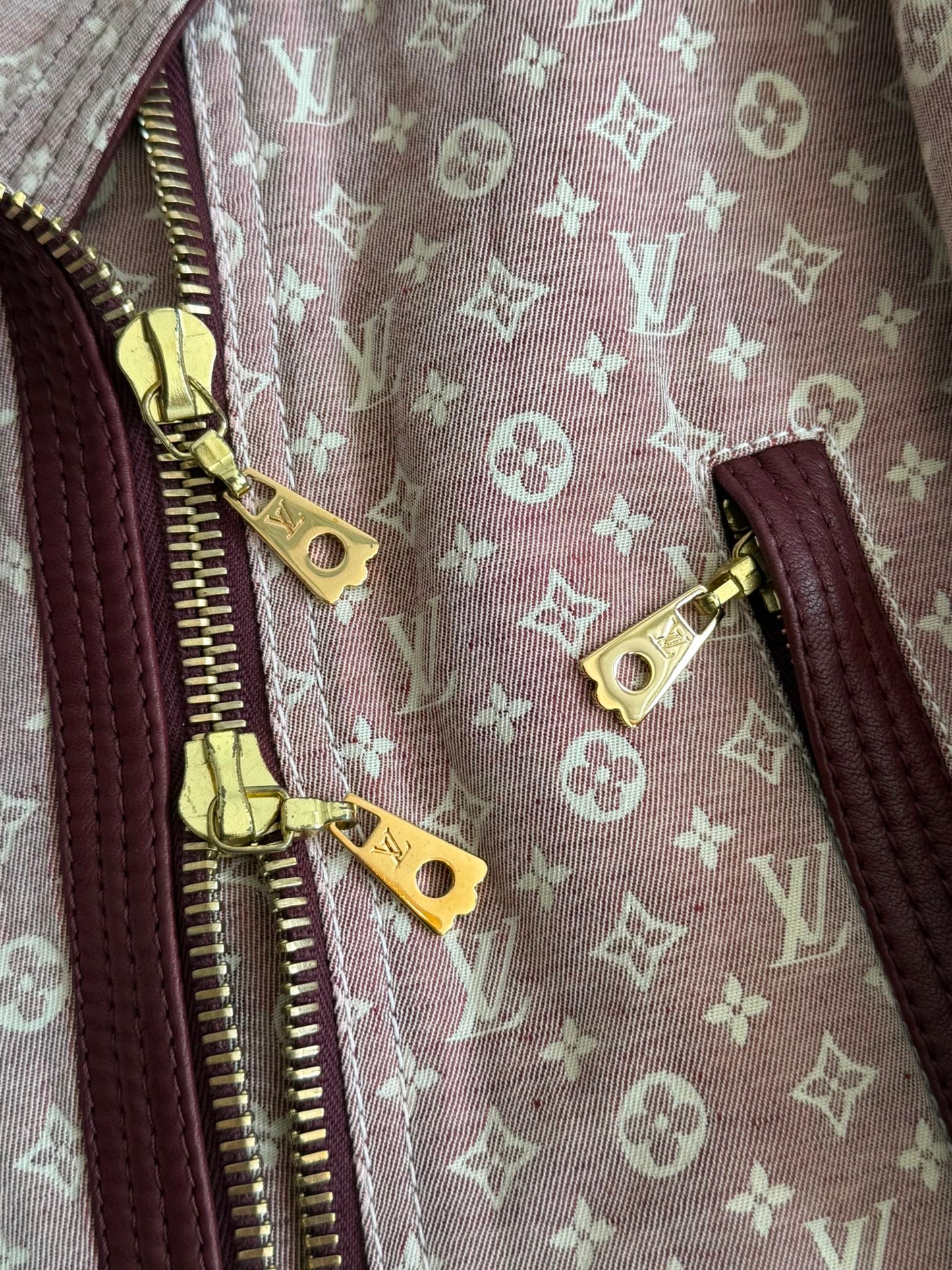 Louis Vuitton Lambskin Trim Dust Pink Monogram Biker Jacket