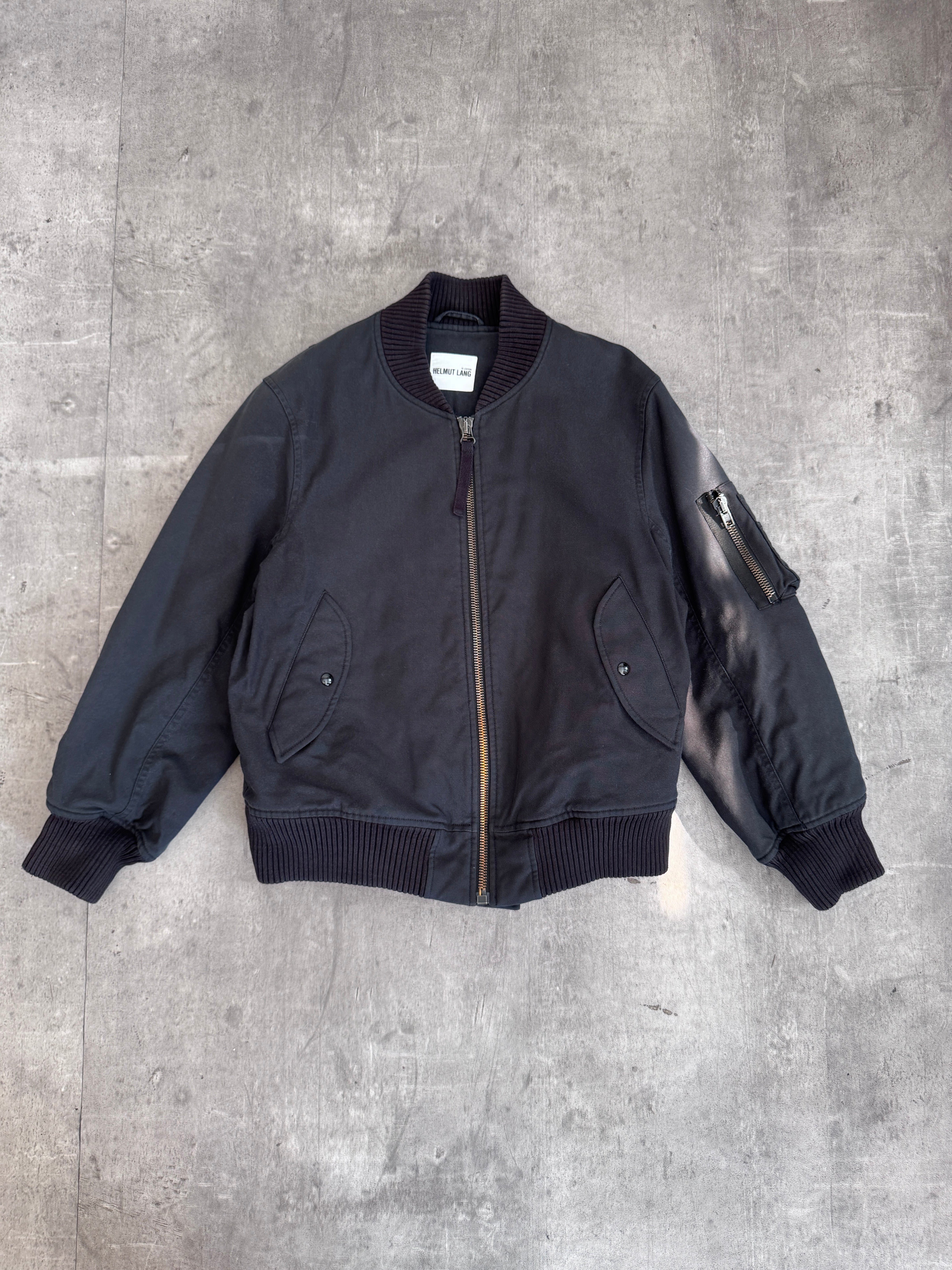 A/W 2003 Helmut Lang Black Cotton Utility Pocket Sleeve Bomber Re