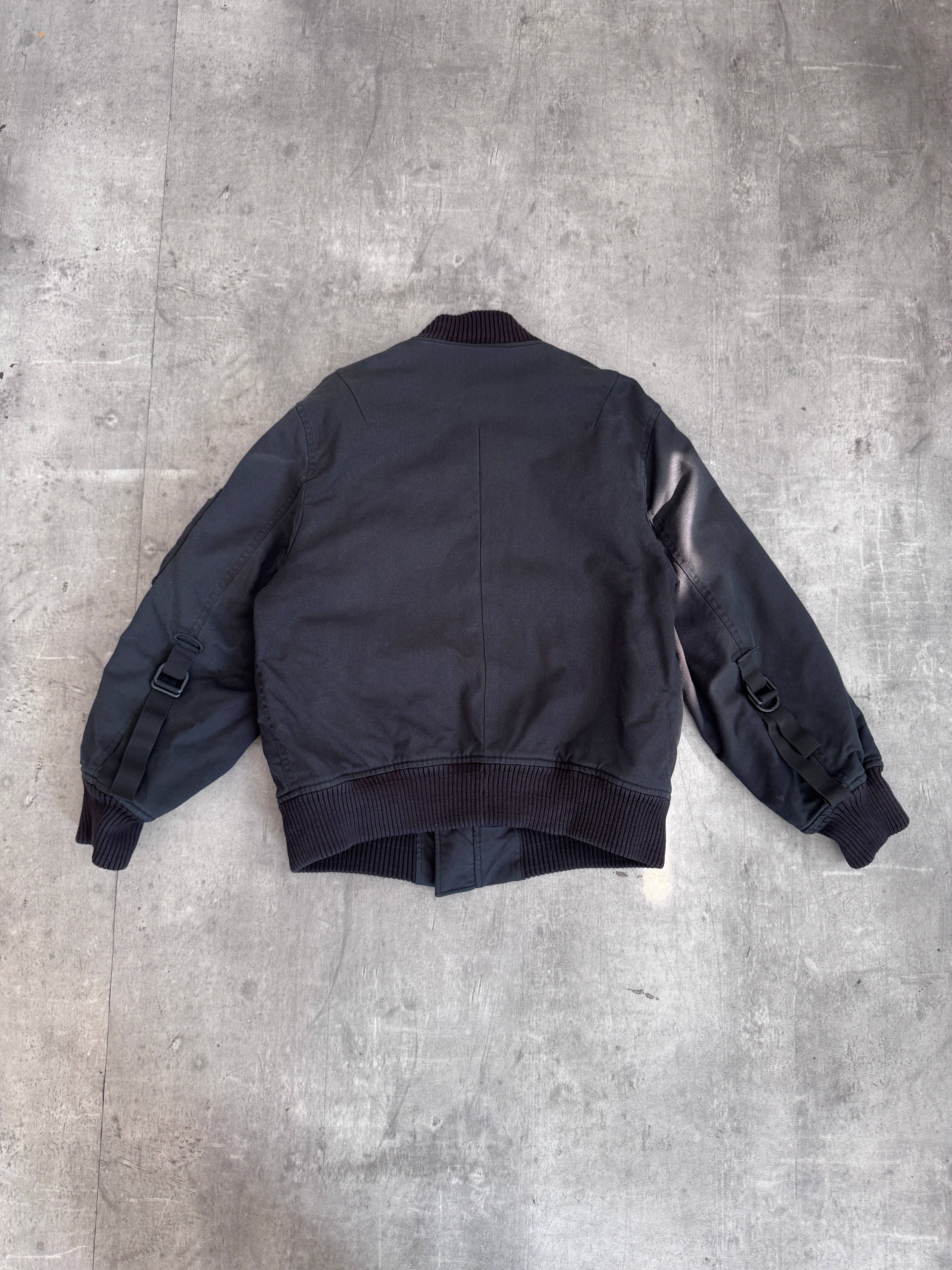 A/W 2003 Helmut Lang Black Cotton Utility Pocket Sleeve Bomber Re