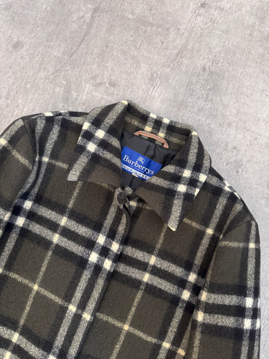 Burberry Blue Label Green Nova Check Wool Coat