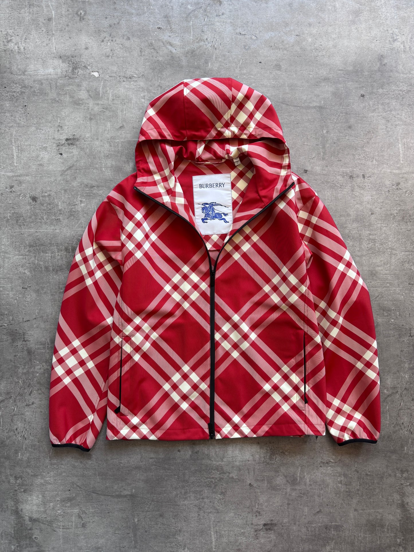 Burberry Red Nova Check Nylon Jacket. FA : 276