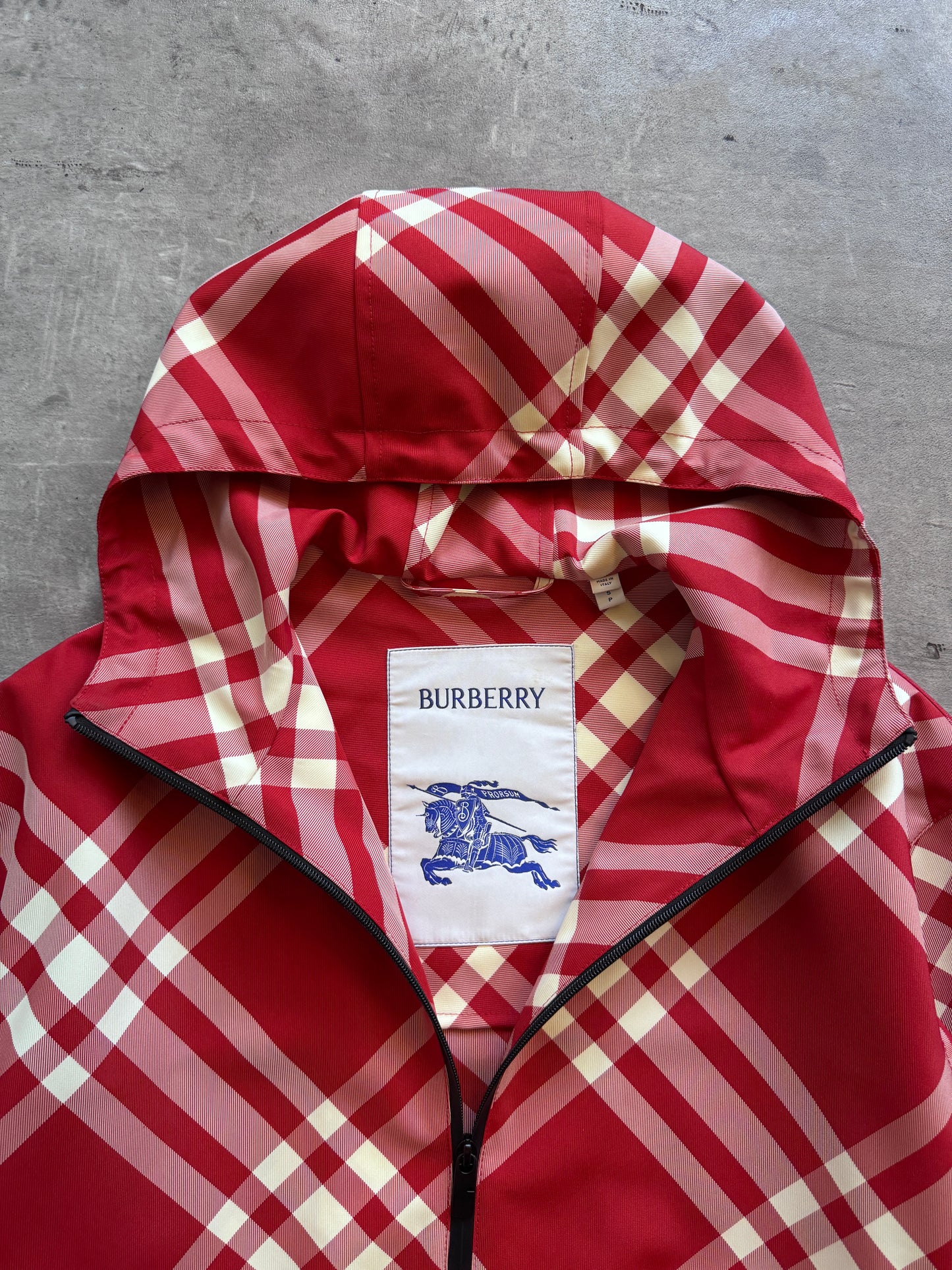 Burberry Red Nova Check Nylon Jacket. FA : 276