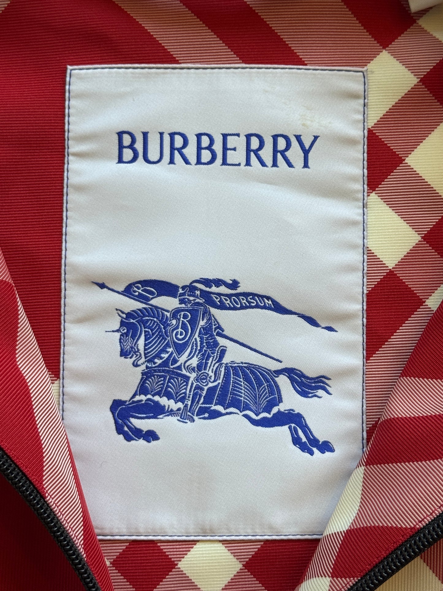 Burberry Red Nova Check Nylon Jacket. FA : 276