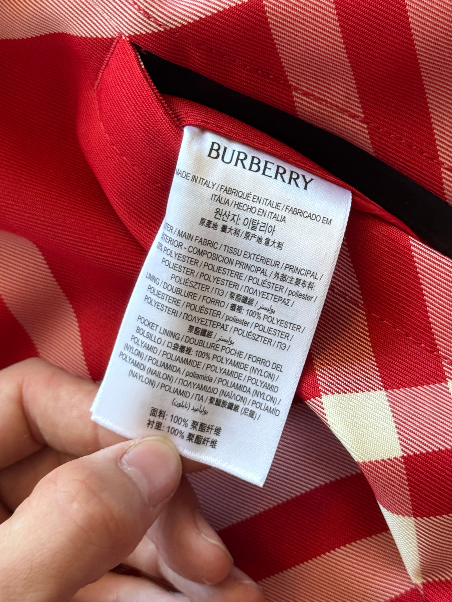 Burberry Red Nova Check Nylon Jacket. FA : 276