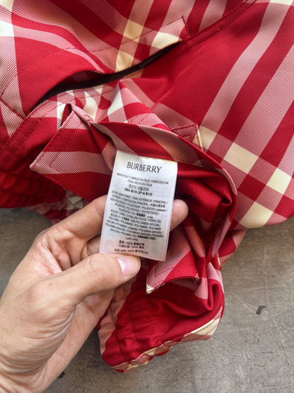 Burberry Red Nova Check Nylon Cargo Trousers. FA : 276