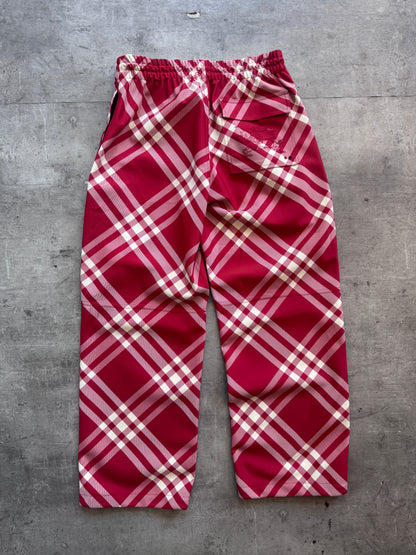 Burberry Red Nova Check Nylon Cargo Trousers. FA : 276
