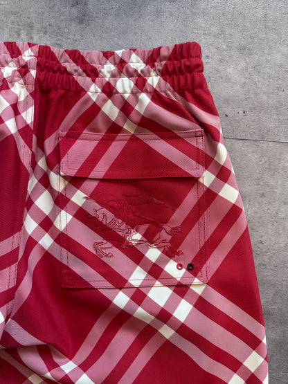 Burberry Red Nova Check Nylon Cargo Trousers. FA : 276