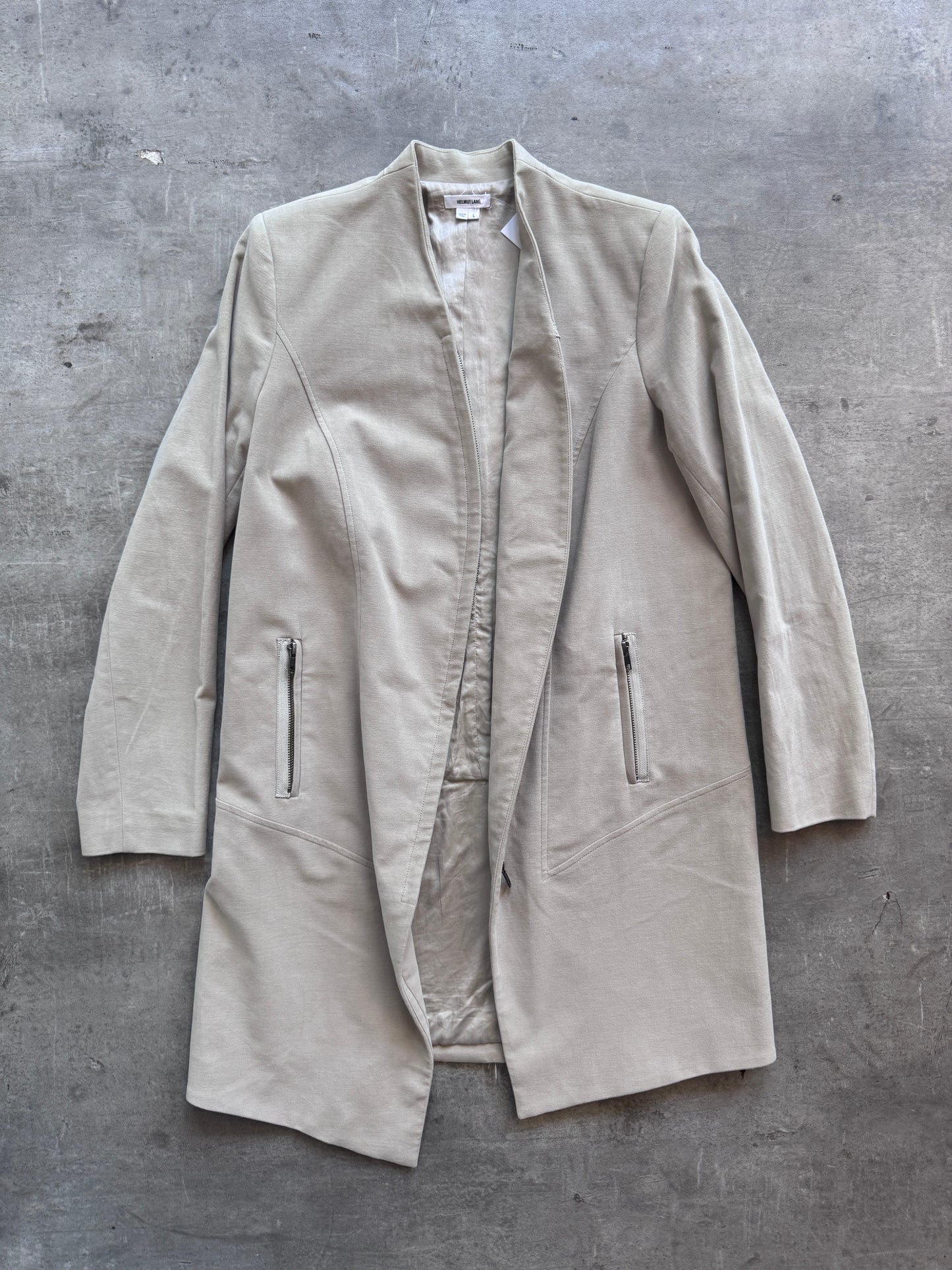Helmut Lang Curved Zip Up Coat. FA : 276