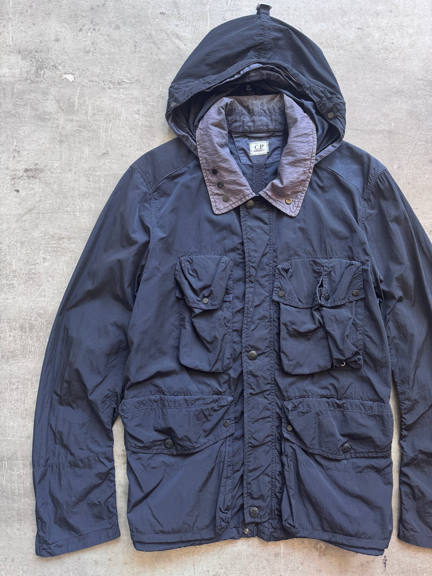 C.P. Garment Dyed Full Zip Multi Pocket Nylon Jacket. FA : 276