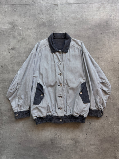 Issey Miyake Pinstrtipe Tsumori Chisato Reversible Bomber Jacket. FA : 276