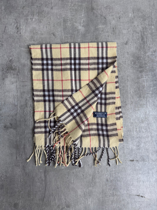 Burberry 100% Lambswool Nova Check Yellow Scarf