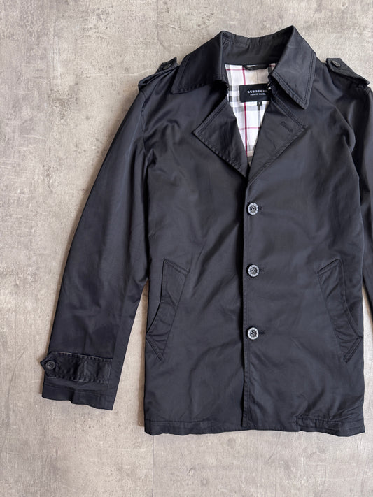 Burberry Black Label Open Collar Lightweight Cropped Trench Jacket
