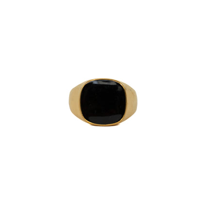 Gold Black Square Ring