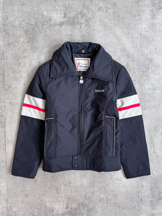 1980's Moncler Diamond Down Quilt Tapestry Ski Jacket