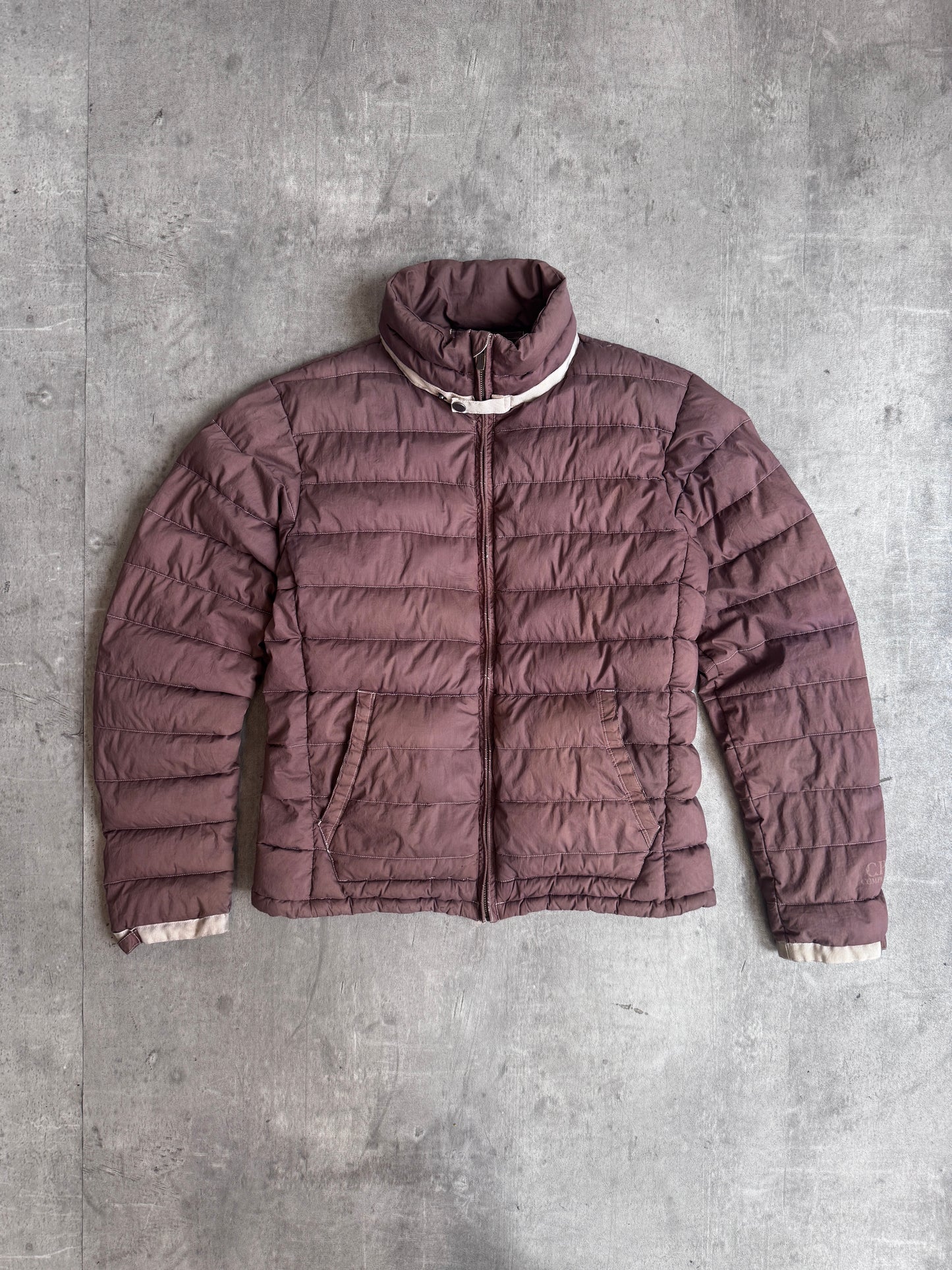 C.P. Company Contrast Stitch Brown Down Puffer Jacket