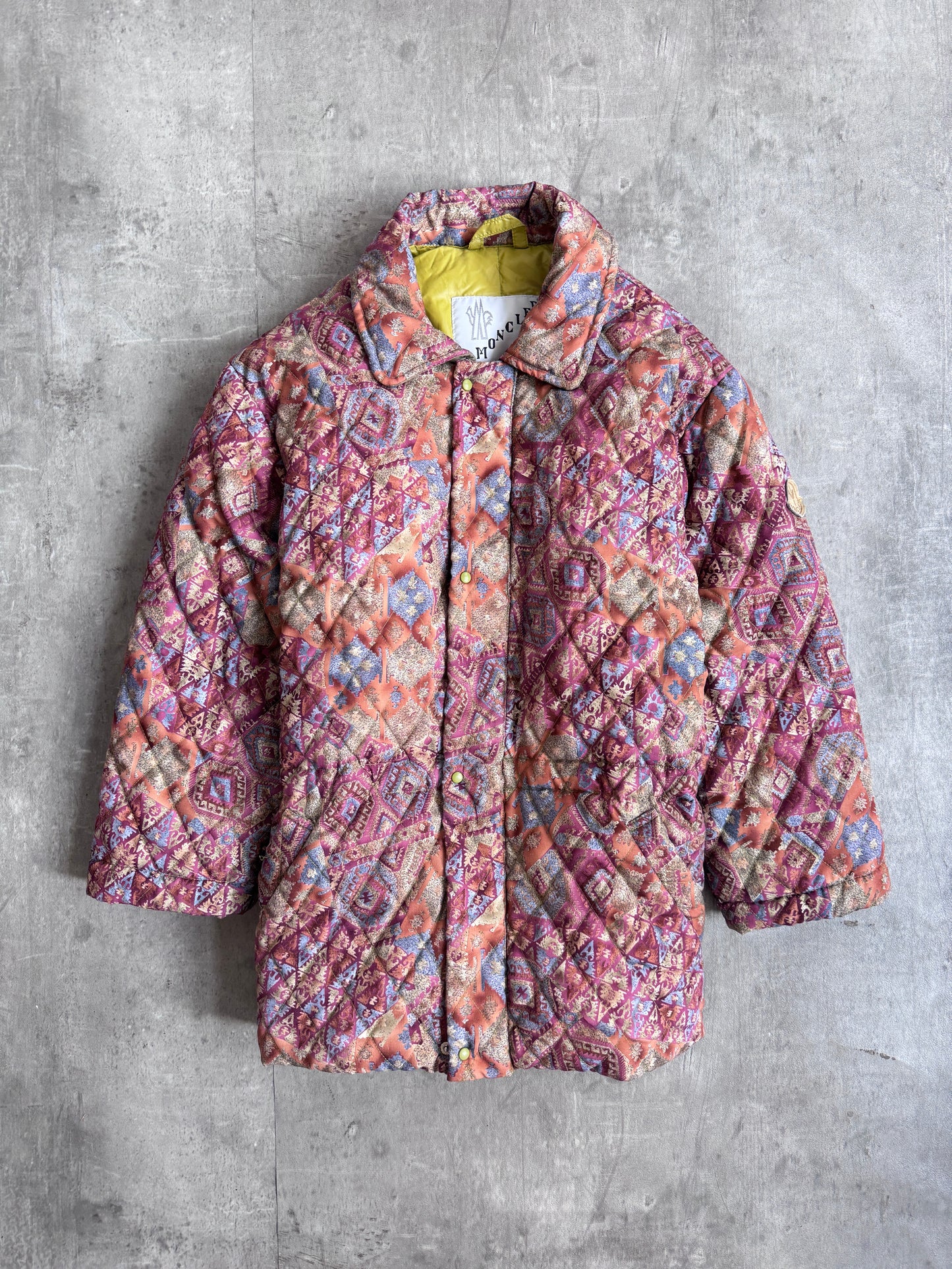 1980's Moncler Diamond Down Quilt Tapestry Ski Jacket