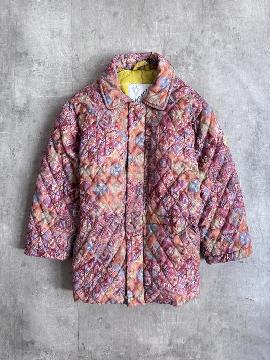 1980's Moncler Diamond Down Quilt Tapestry Ski Jacket