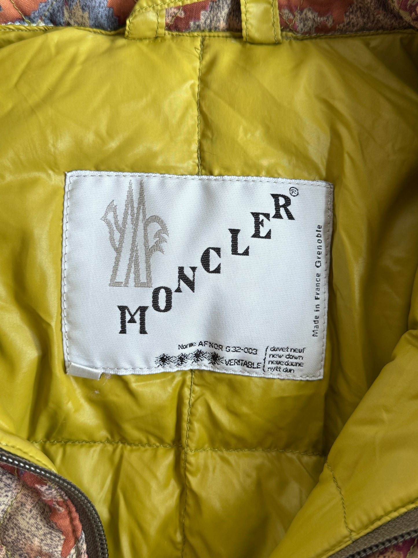 1980's Moncler Diamond Down Quilt Tapestry Ski Jacket