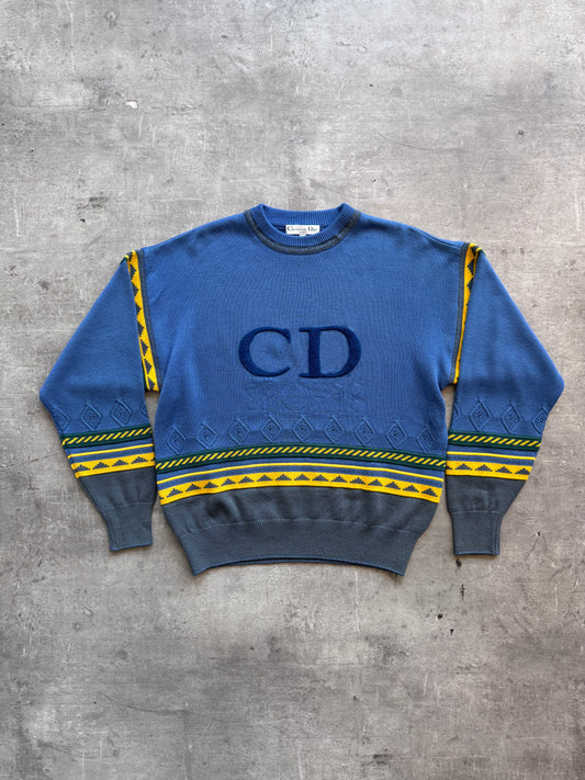Christian Dior Sports Navy Embroidered Knit