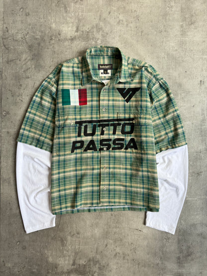 VT Rework : Tutto Passa Check Cropped Reworked Green Shirt