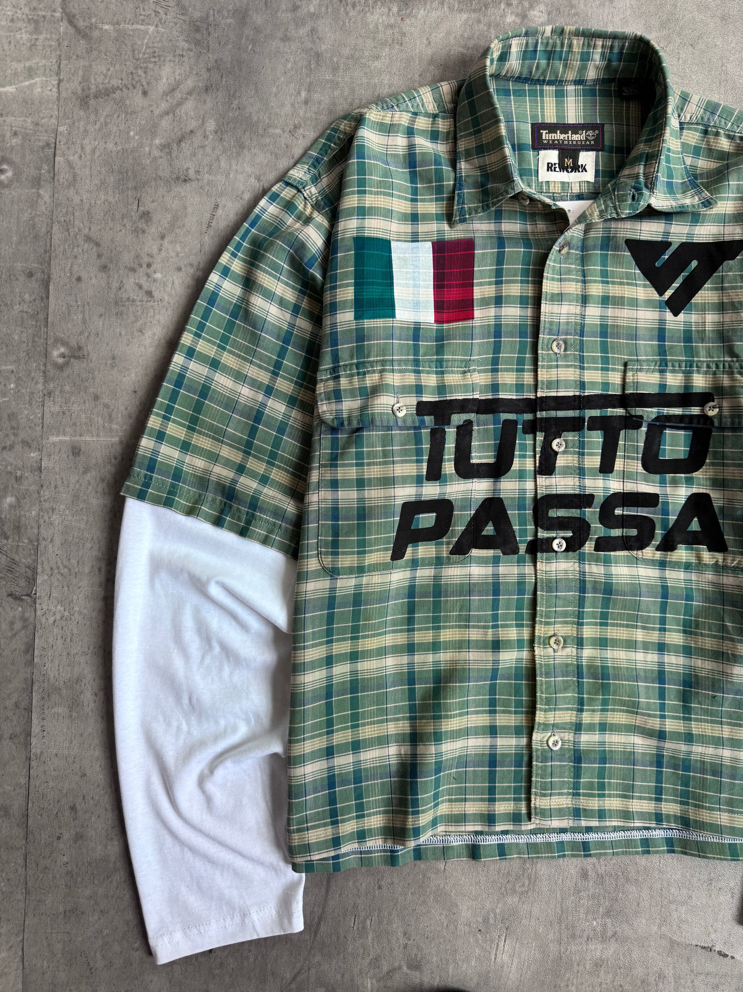 VT Rework : Tutto Passa Check Cropped Reworked Green Shirt