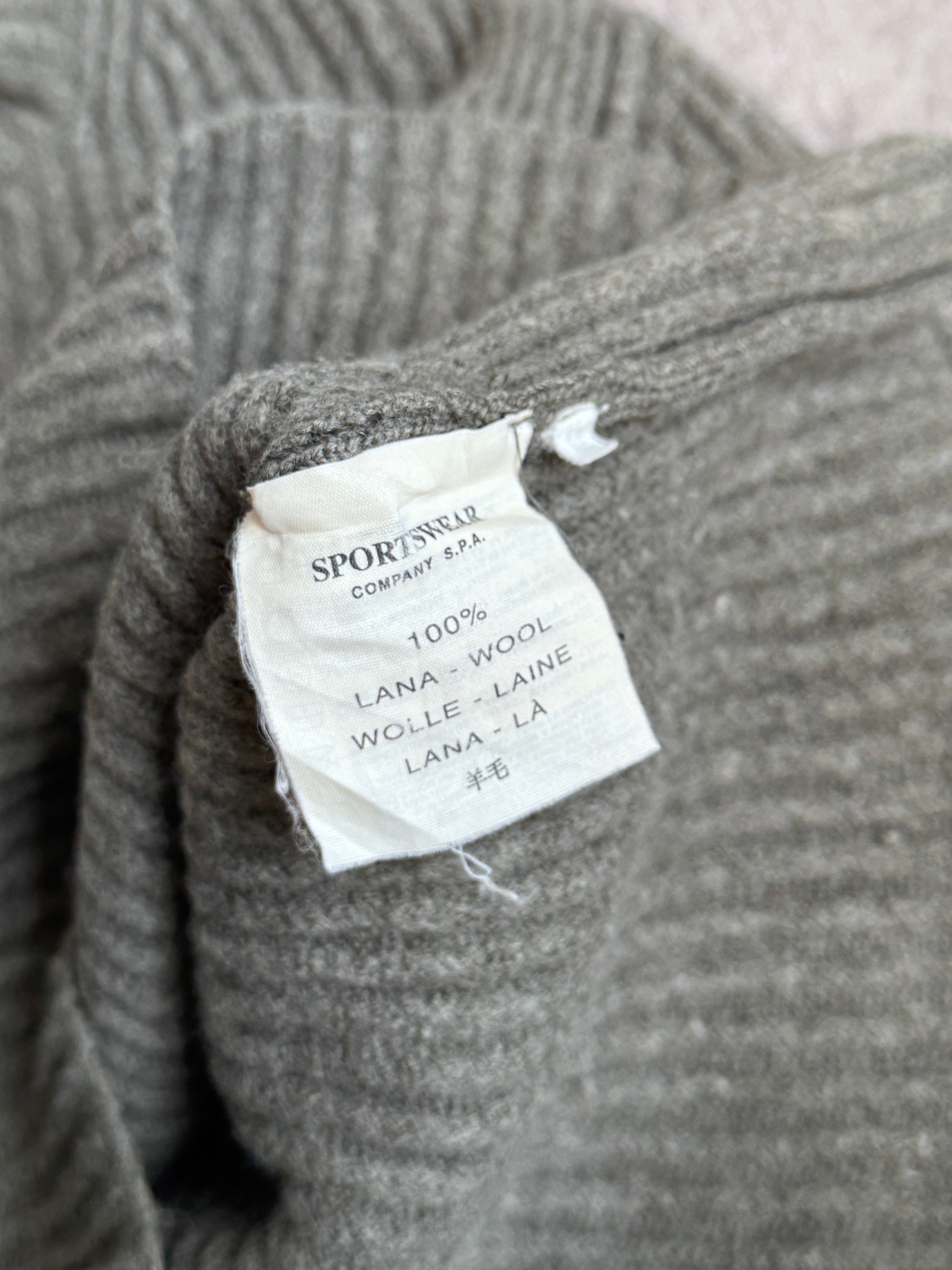A/W 2001 Stone Island Khaki Wool Rib Knit Mockneck Sweater – Vintage