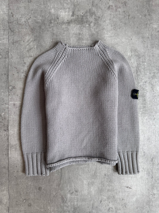 A/W 2000 Stone Island Paul Harvey Grey Chunky Knit Wool Sweater