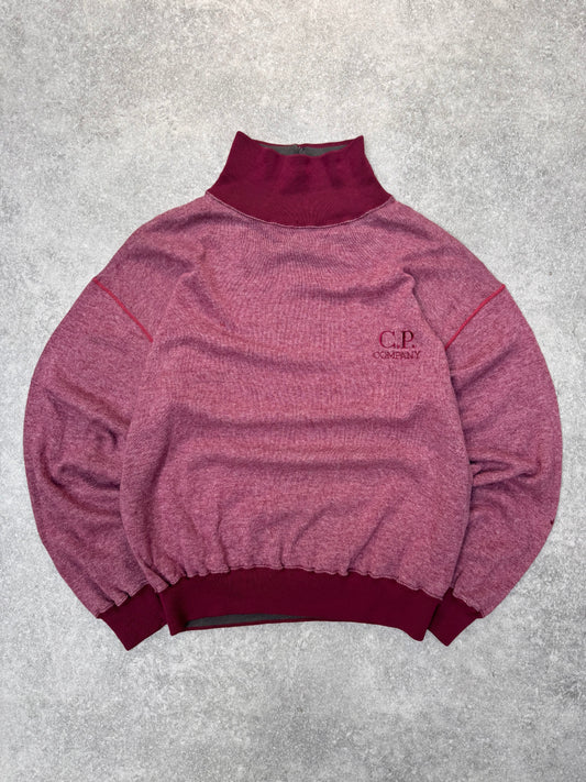 80s C.P. Company Burgundy Turtleneck Knit Sweater