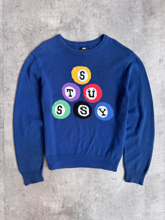 Stussy Billiard Navy Colourway Crewneck Knit Sweater
