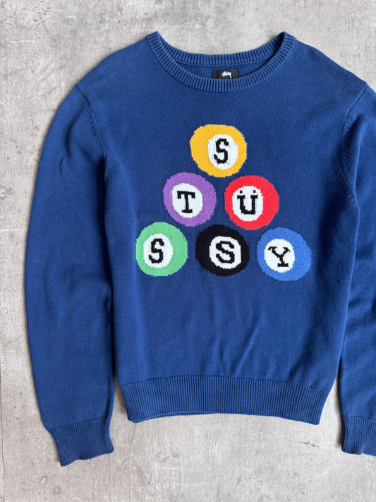 Stussy Billiard Navy Colourway Crewneck Knit Sweater