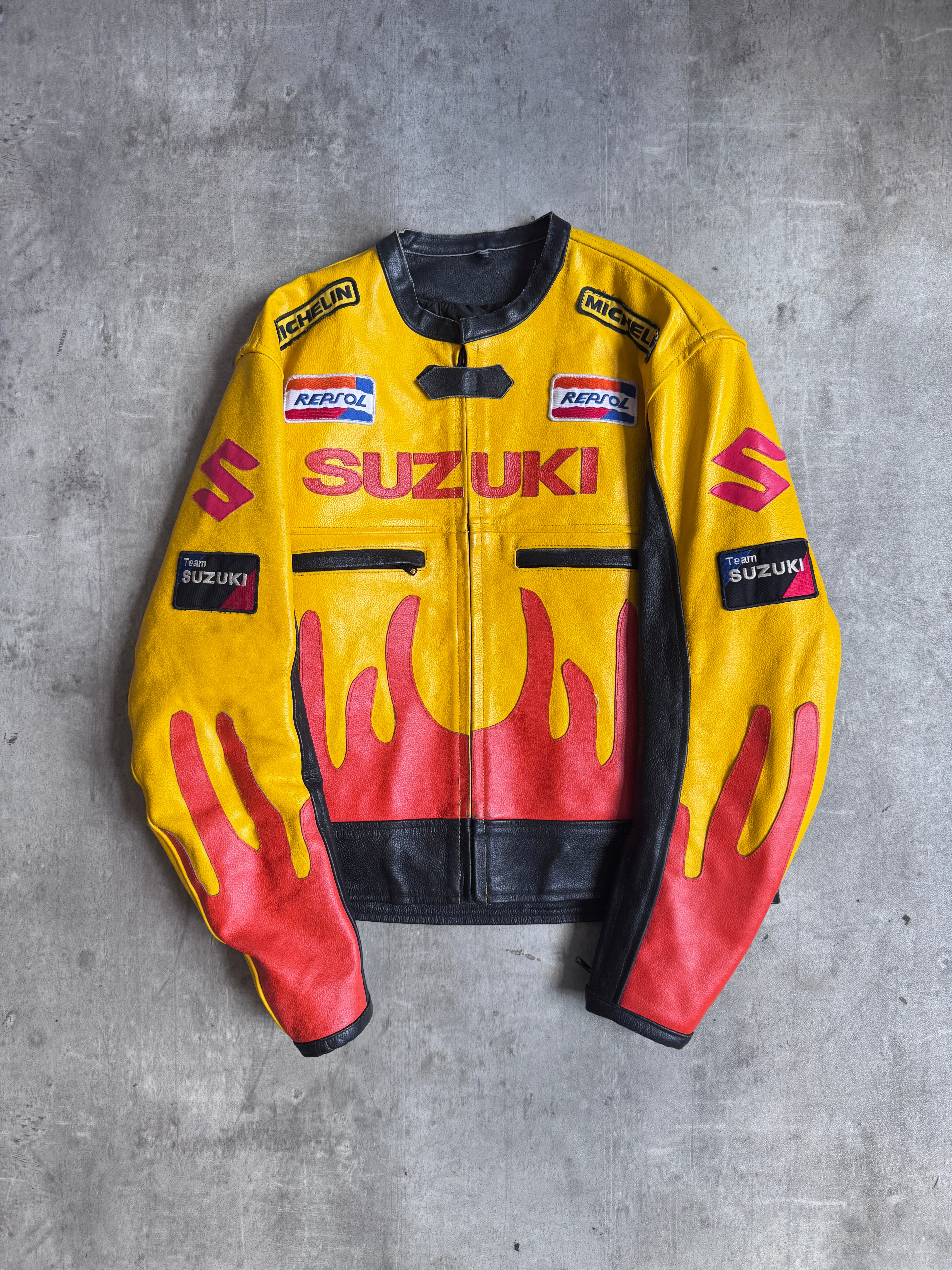 Suzuki Motorsport Colourblock Leather Racer Jacket – Vintage