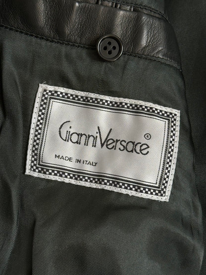 1980s Gianni Versace Stitch Leather Waist Taper Blouson
